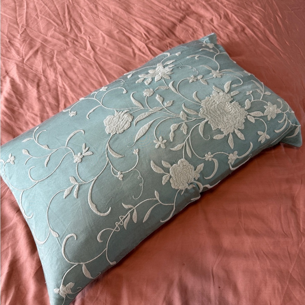 Bella Notte Josephine Accent Floral Embroidered Throw Pillow